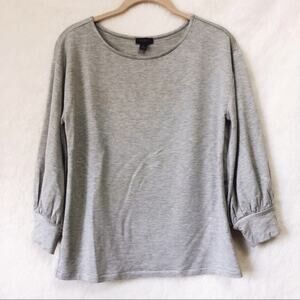 Ann Taylor Long Sleeve Gray Scrunched Sleeve Top
